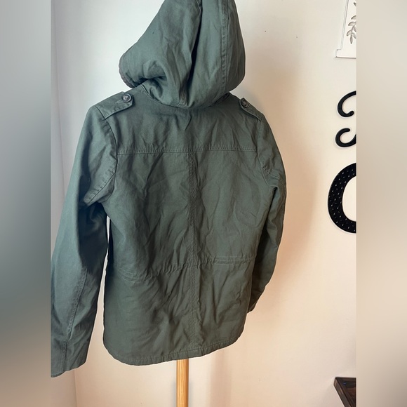 Coffee Shop New York Women’s Field Jacket Size Small Military Green Aztec Hooded - Picture 7 of 9